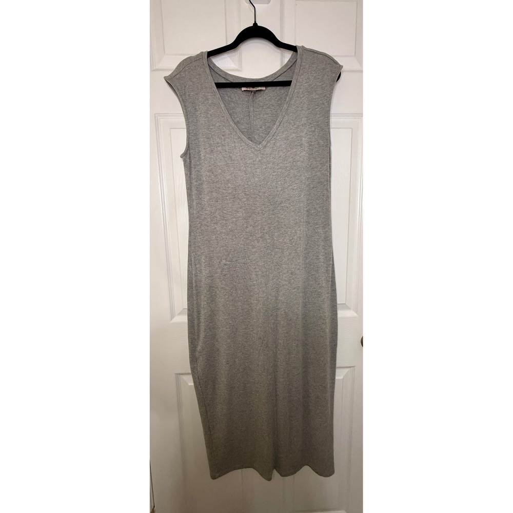 Philosophy Maxi Dress Womens Medium Gray V-Neck Sleeveless Stretch Heathered